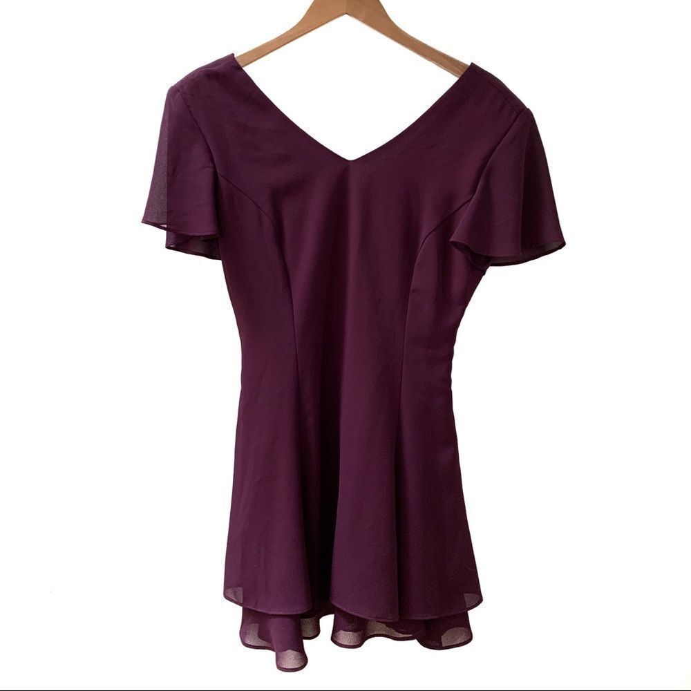 Vintage Long Paige Fluttery Mini Dress Purple